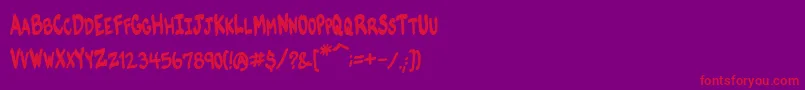 Шрифт VtcKomikskansTwo – красные шрифты на фиолетовом фоне