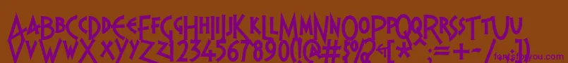 Pragbtl Font – Purple Fonts on Brown Background
