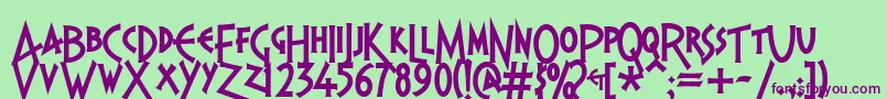 Pragbtl Font – Purple Fonts on Green Background