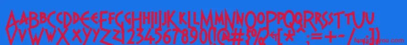 Pragbtl Font – Red Fonts on Blue Background