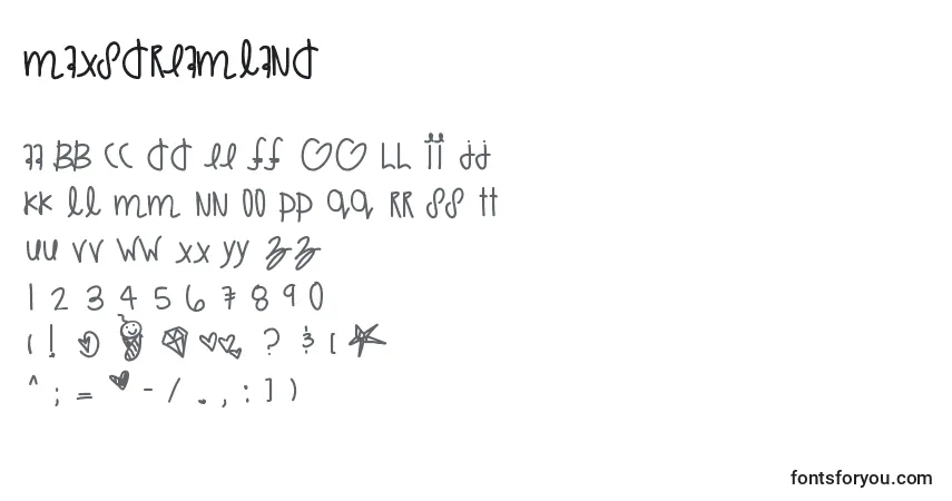 Schriftart Maxsdreamland – Alphabet, Zahlen, spezielle Symbole