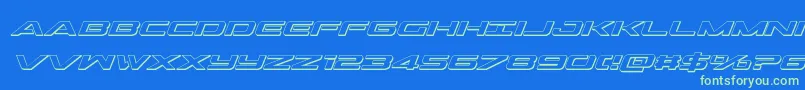 Outrider3Dital Font – Green Fonts on Blue Background