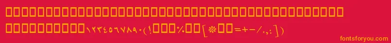 BMashhadItalic-Schriftart – Orangefarbene Schriften auf rotem Hintergrund