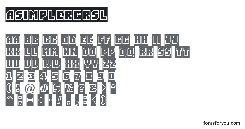 Czcionka ASimplergrsl – alfabet, cyfry, specjalne znaki