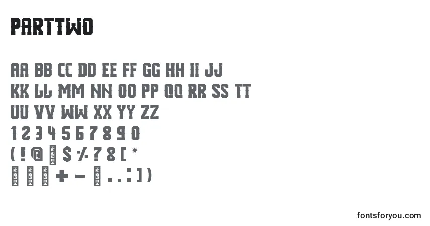 Schriftart PartTwo – Alphabet, Zahlen, spezielle Symbole
