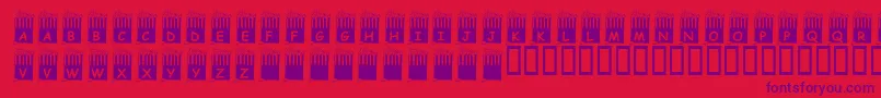 Weitere Informationen zur KrPopcornTime-Schriftart KrPopcornTime-Schriftart – Violette Schriften auf rotem Hintergrund