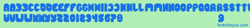 FunnySport-Schriftart – Blaue Schriften auf grünem Hintergrund