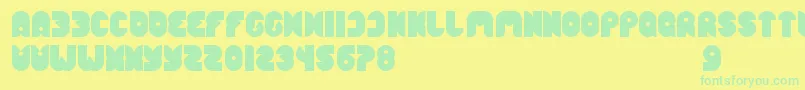 フォントFunnySport – 黄色い背景に緑の文字