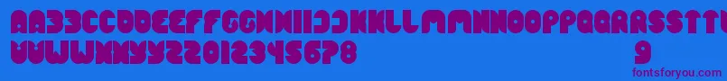 Czcionka FunnySport – fioletowe czcionki na niebieskim tle