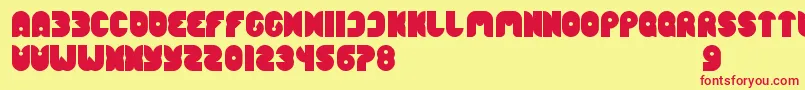 Czcionka FunnySport – czerwone czcionki na żółtym tle