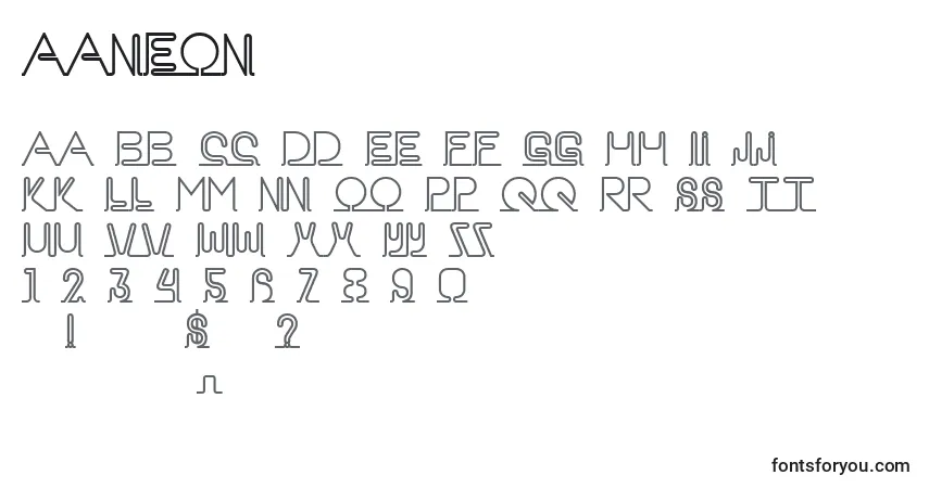 Fuente AaNeon - alfabeto, números, caracteres especiales
