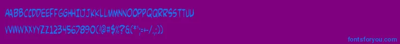 フォントComicv3c – 紫色の背景に青い文字