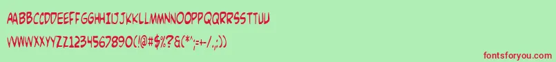 フォントComicv3c – 赤い文字の緑の背景