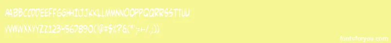 フォントComicv3c – 黄色い背景に白い文字