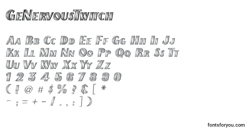 A fonte GeNervousTwitch – alfabeto, números, caracteres especiais