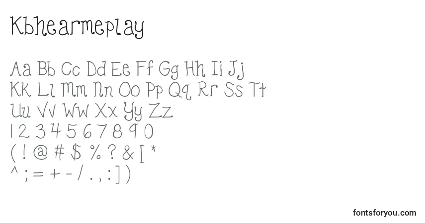 A fonte Kbhearmeplay – alfabeto, números, caracteres especiais