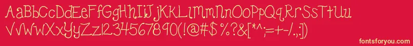 Kbhearmeplay Font – Yellow Fonts on Red Background