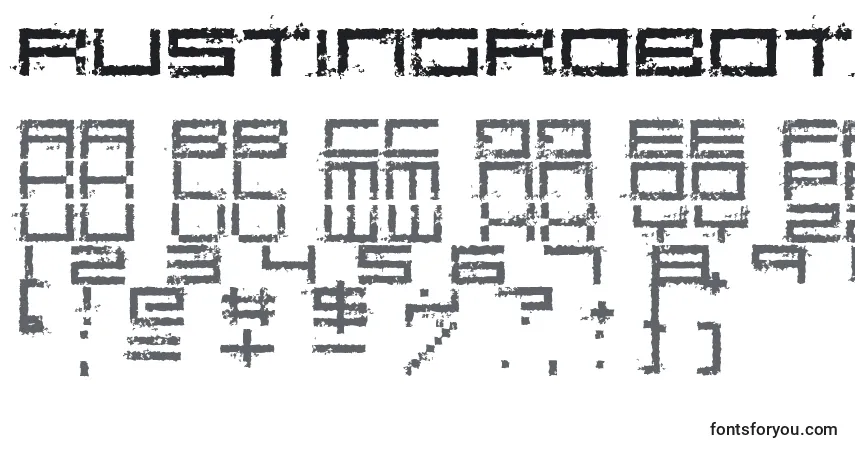 Schriftart RustingRobotica – Alphabet, Zahlen, spezielle Symbole
