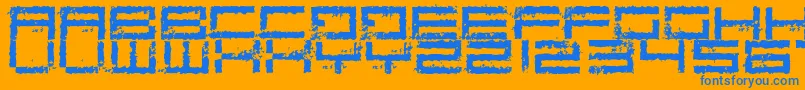 RustingRobotica-fontti – siniset fontit oranssilla taustalla