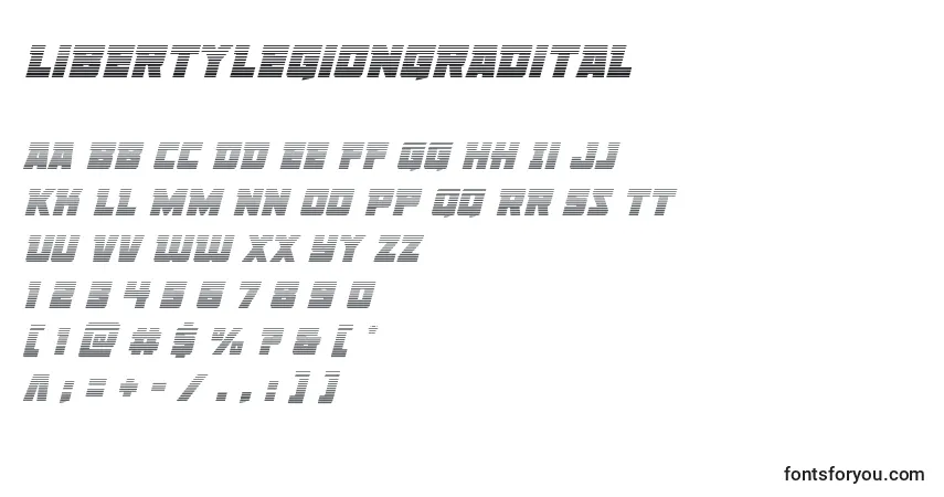 Schriftart Libertylegiongradital – Alphabet, Zahlen, spezielle Symbole
