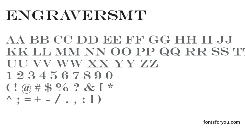 Czcionka EngraversMt – alfabet, cyfry, specjalne znaki