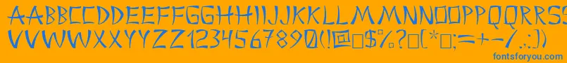 China2 Font – Blue Fonts on Orange Background