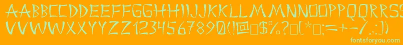 Czcionka China2 – zielone czcionki na pomarańczowym tle
