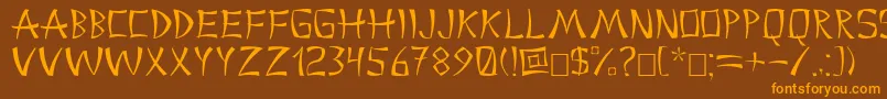 China2 Font – Orange Fonts on Brown Background