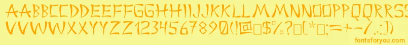 China2 Font – Orange Fonts on Yellow Background