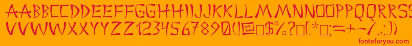 フォントChina2 – オレンジの背景に赤い文字