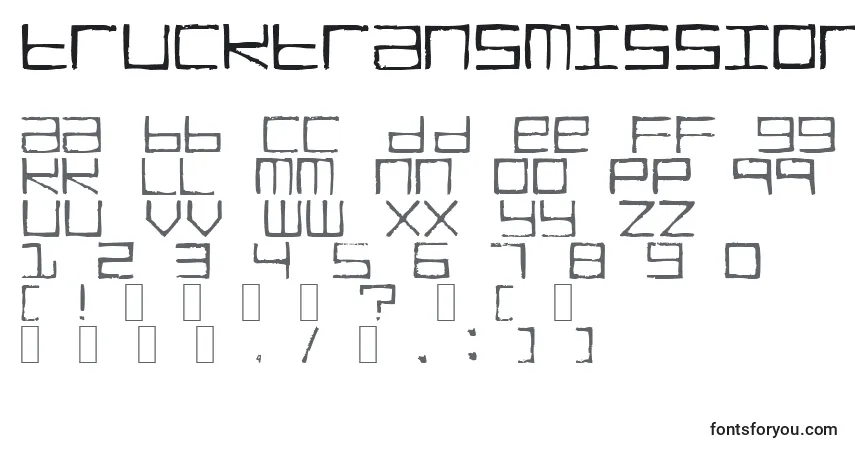 A fonte TruckTransmission – alfabeto, números, caracteres especiais