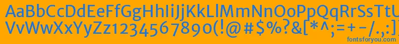 フォントMerriweathersansRegular – オレンジの背景に青い文字