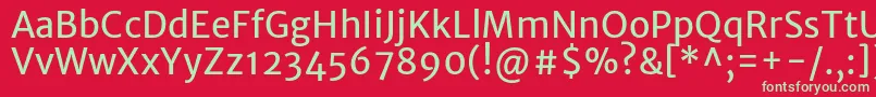 MerriweathersansRegular Font – Green Fonts on Red Background