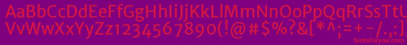 フォントMerriweathersansRegular – 紫の背景に赤い文字
