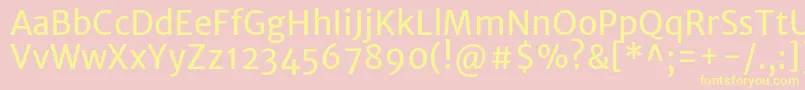 MerriweathersansRegular-Schriftart – Gelbe Schriften auf rosa Hintergrund