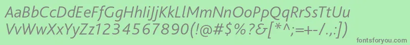 フォントBlissproLightitalic – 緑の背景に灰色の文字