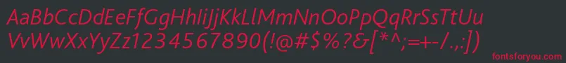 BlissproLightitalic Font – Red Fonts on Black Background