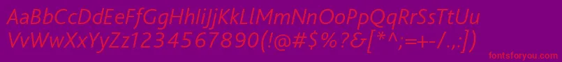 BlissproLightitalic Font – Red Fonts on Purple Background