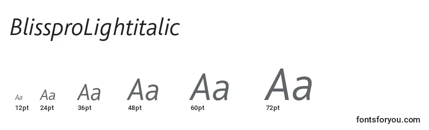 BlissproLightitalic Font Sizes