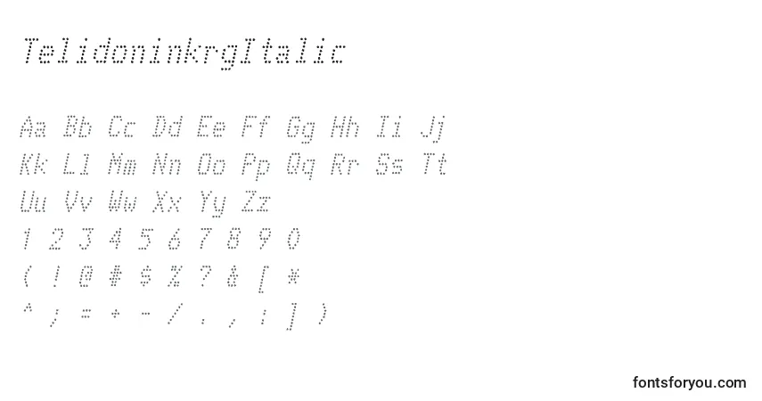 Police TelidoninkrgItalic - Alphabet, Chiffres, Caractères Spéciaux