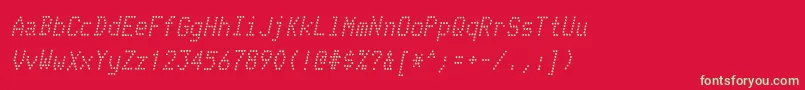 フォントTelidoninkrgItalic – 赤い背景に緑の文字