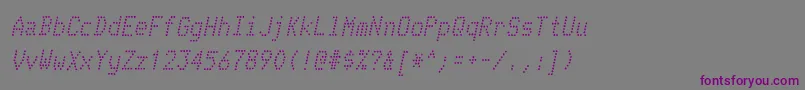 フォントTelidoninkrgItalic – 紫色のフォント、灰色の背景