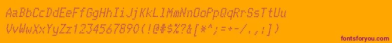 フォントTelidoninkrgItalic – オレンジの背景に紫のフォント