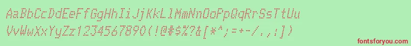 Fonte TelidoninkrgItalic – fontes vermelhas em um fundo verde