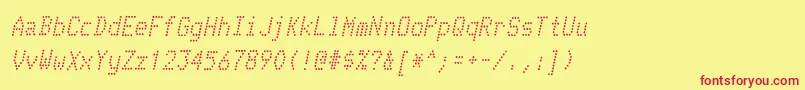 フォントTelidoninkrgItalic – 赤い文字の黄色い背景