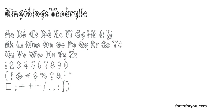Schriftart KingthingsTendrylle – Alphabet, Zahlen, spezielle Symbole