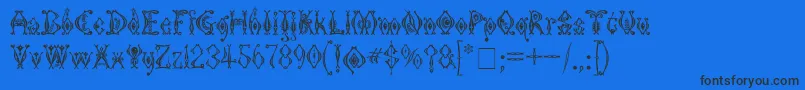フォントKingthingsTendrylle – 黒い文字の青い背景