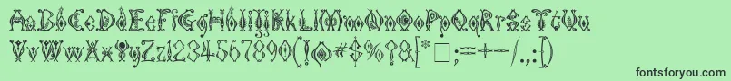 KingthingsTendrylle-fontti – mustat fontit vihreällä taustalla