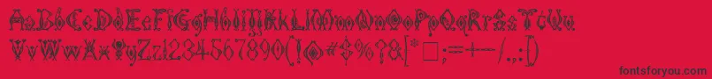 Czcionka KingthingsTendrylle – czarne czcionki na czerwonym tle