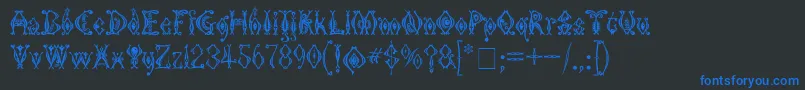 KingthingsTendrylle-fontti – siniset fontit mustalla taustalla